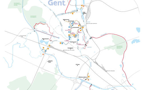 Toeristische kaart Water in de Stad Gent - juli 2021