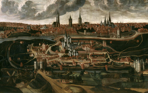 Gezicht op de heerlijkheid Sint-Baafs en de stad Gent, 1701-1702 naar een 16de-eeuws origineel, Alexander Van Haute  STAMcollectie, Gent