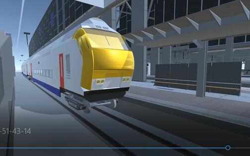 Fragment uit 3D-model in een 3D-game engine, nieuwe perrons Gent-Sint-Pieters station, Stad Gent, 2017