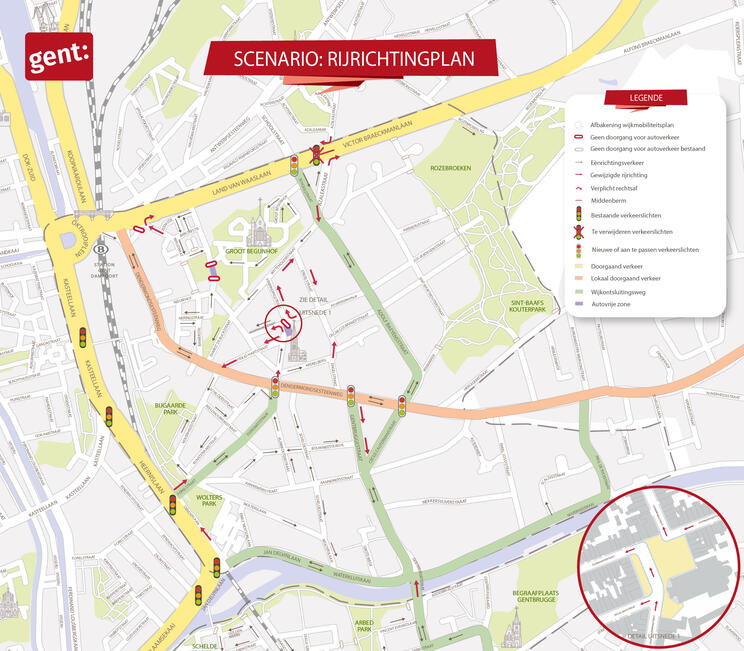 Kaart Rijrichtingsplan versie 2 Dampoortwijk
