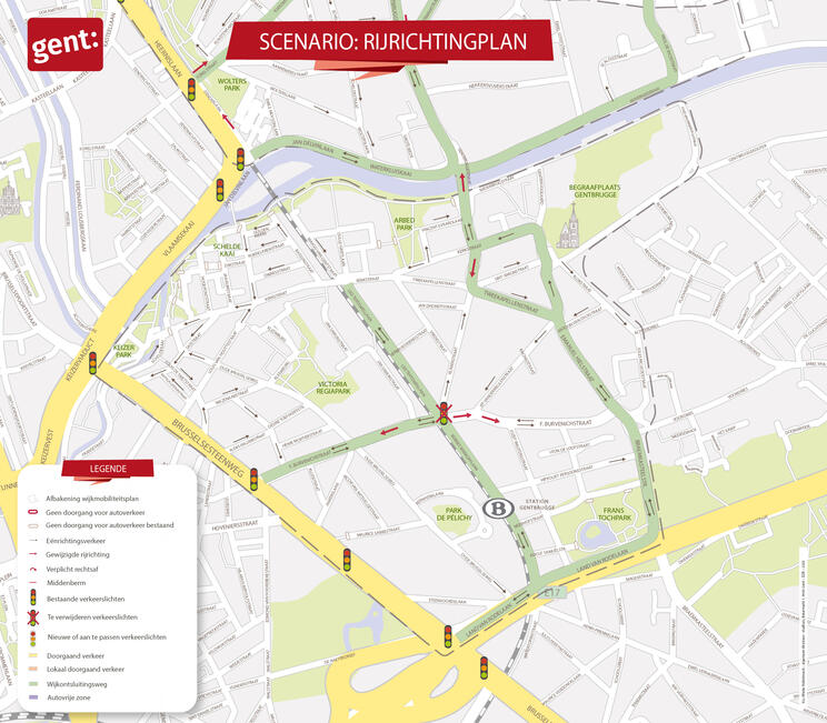 kaart Rijrichtingsplan versie 2 Oud Gentbrugge