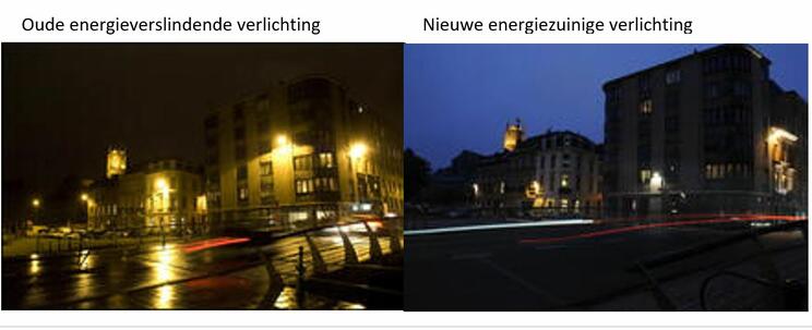 straatverlichting voor en na aanpak via lichtplan