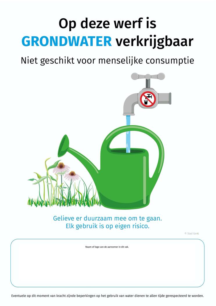 Affiche gratis grondwater op de werf