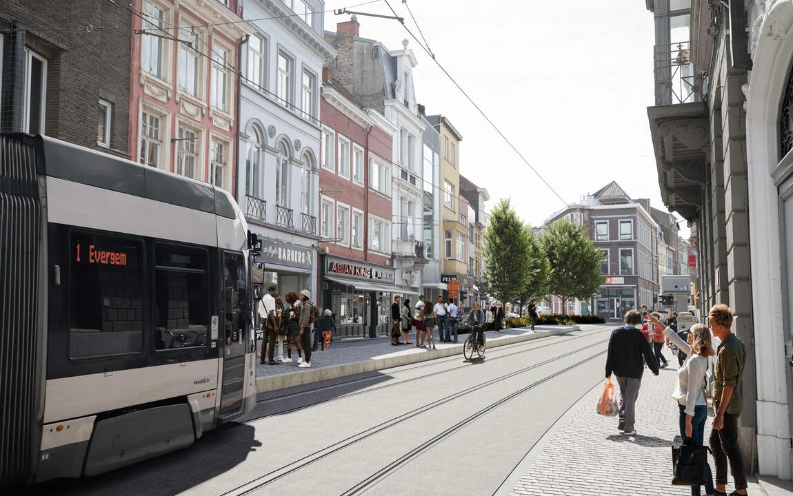 Project Petercelle-as - toekomstbeeld zicht op Kortrijksepoortstraat