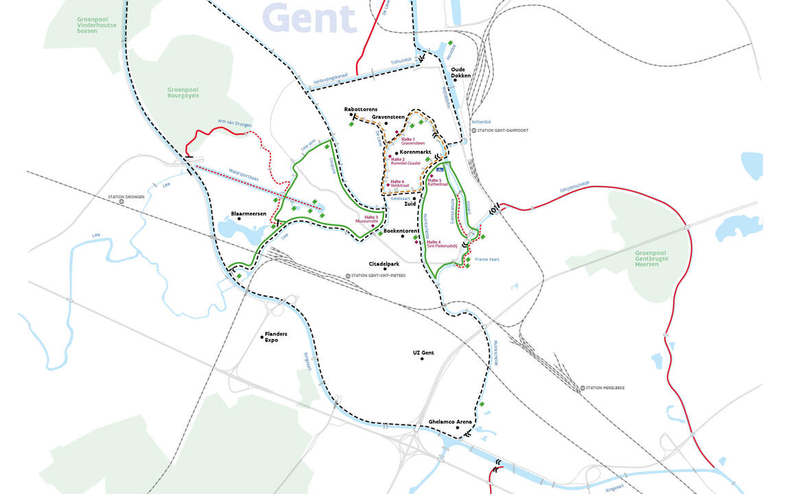 Vaarkaart Water in de Stad Gent - juli 2021