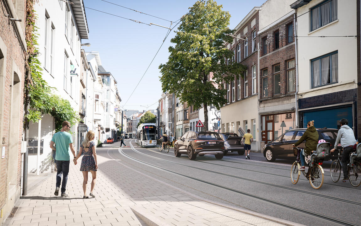 Toekomstbeeld Petercelle-as: blik op de Kortrijksepoortstraat