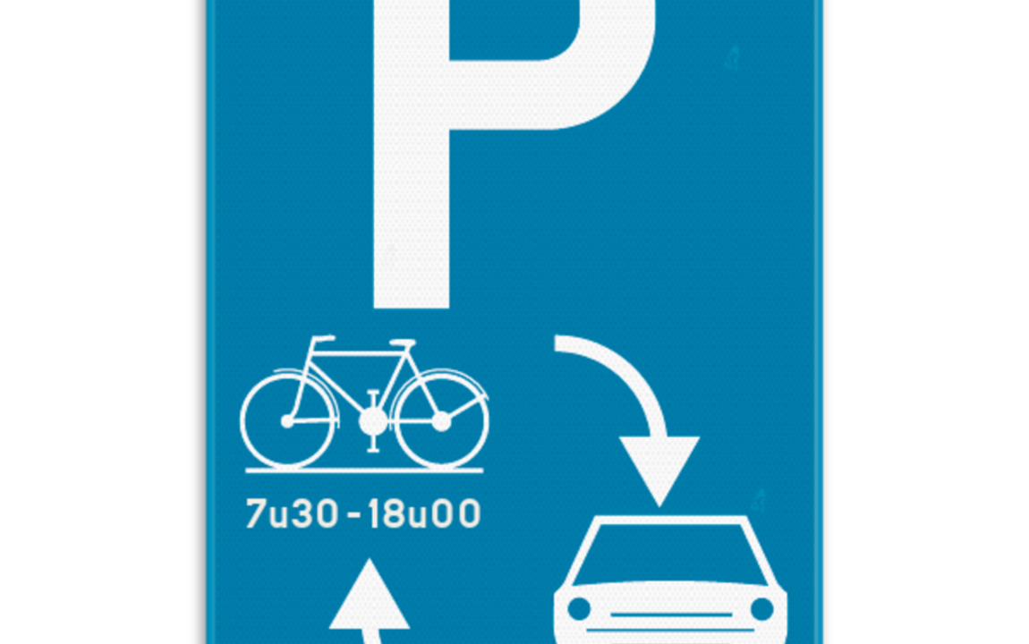 Het nieuwe verkeersbord voor flexparkeren in de Balsamierenstraat