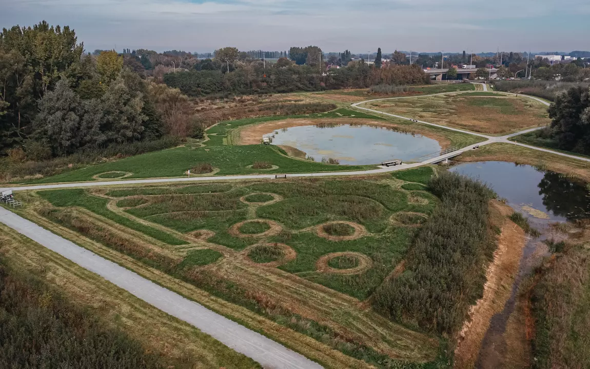 Luchtfoto Groene Velden na herinrichting