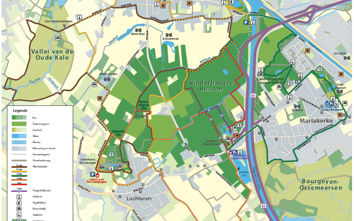 Wandelkaart Vinderhoutse Bossen