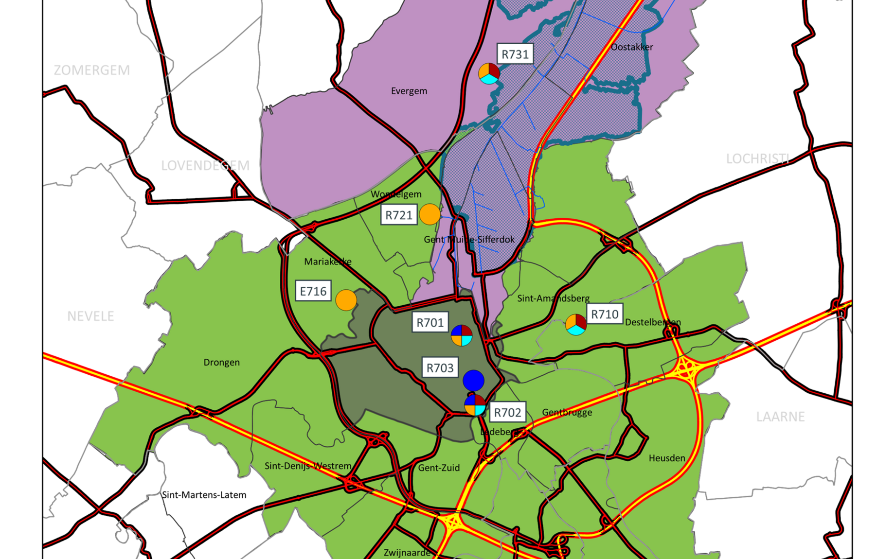 Meetpunten luchtkwaliteit Gentse agglomeratie en kanaalzone 2020