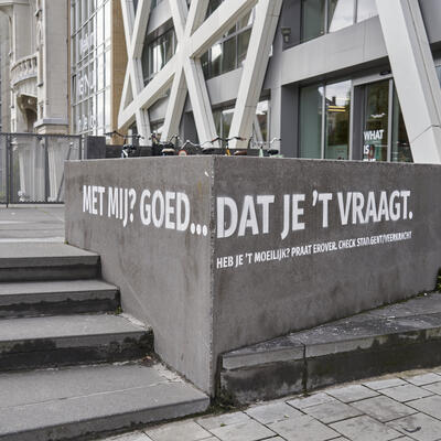 Een van de hoekboodschappen die de komende dagen in Gent zullen opduiken