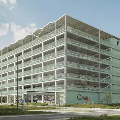 Zo moet het eerste parkeergebouw op Eiland Zwijnaarde er gaan uitzien