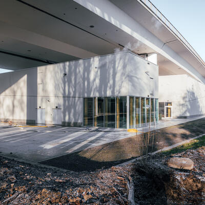 Buurtsporthal Ledeberg cafetaria zij-aanzicht