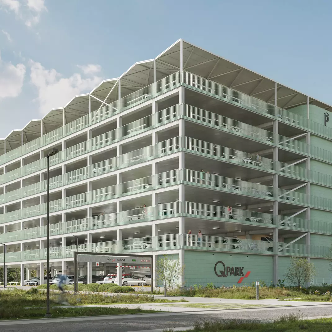 Zo moet het eerste parkeergebouw op Eiland Zwijnaarde er gaan uitzien