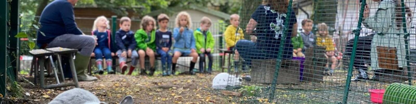 Op bezoek bij de konijnen van Schoolhoeve De Campagne