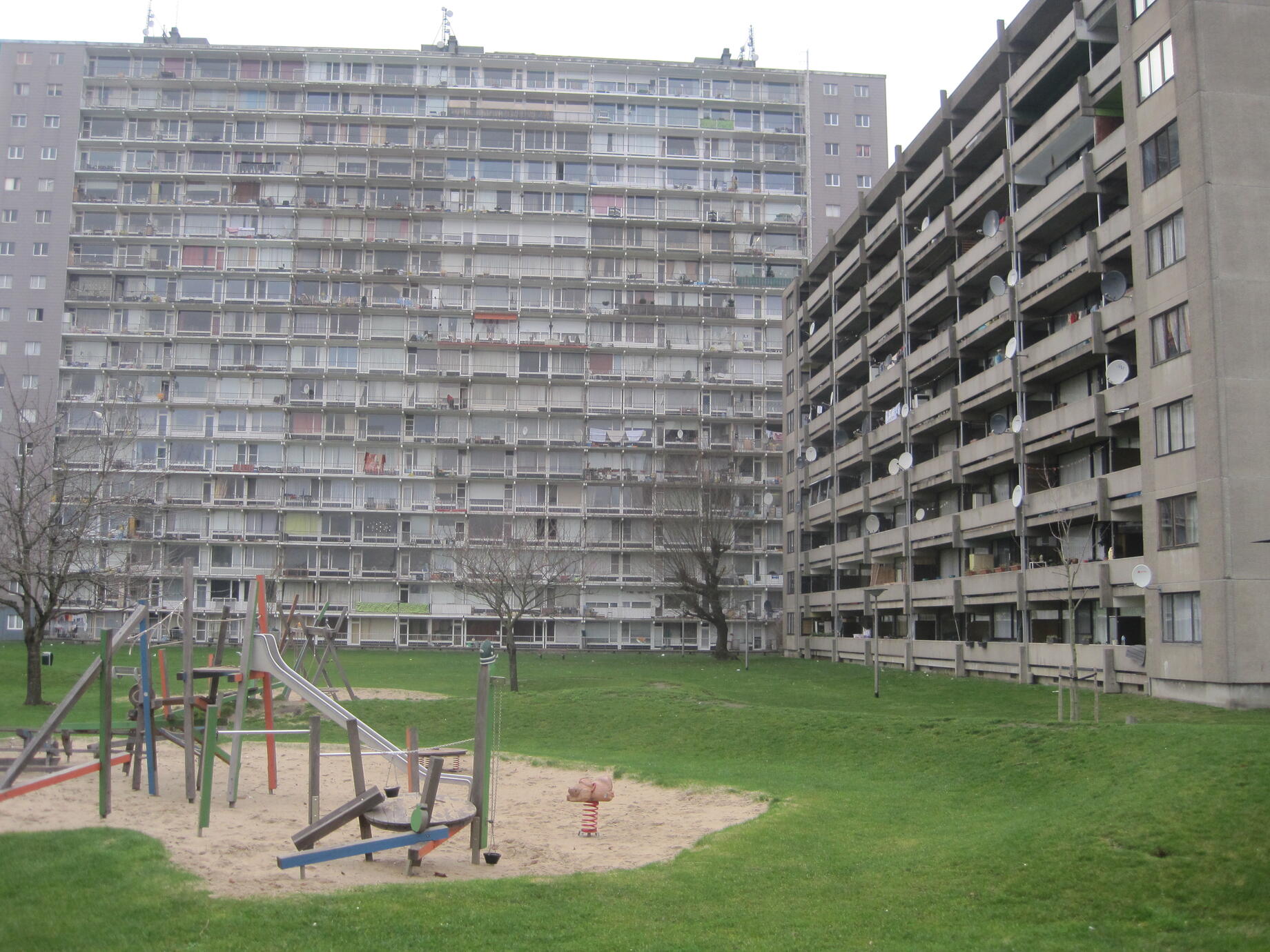 Zicht op de appartementen in de Scandinaviëstraat