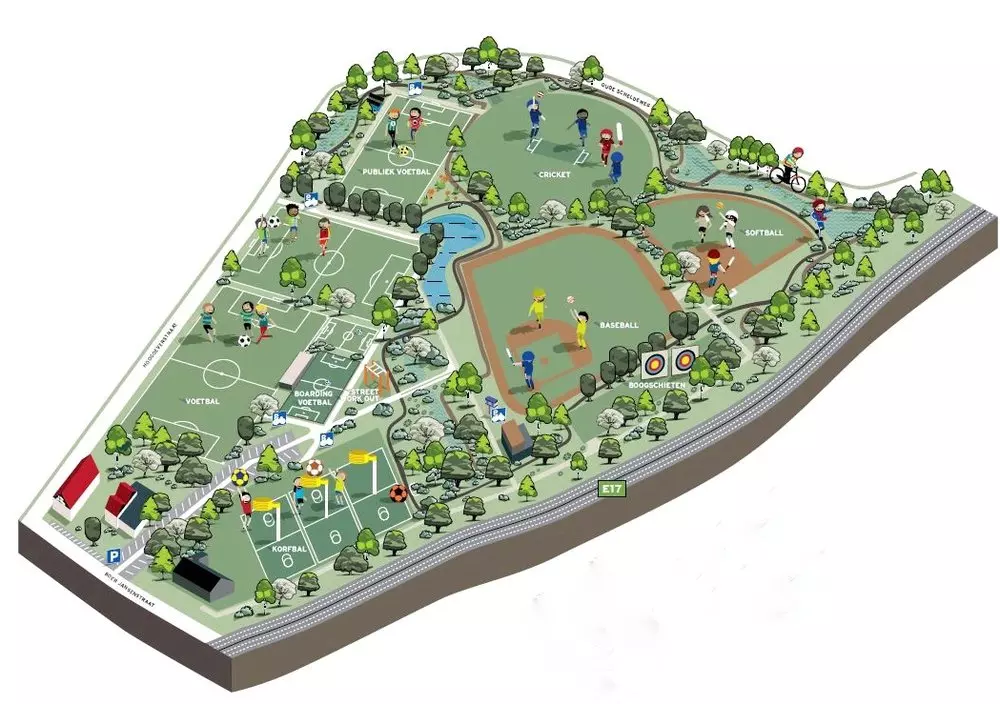 Grondplan sportcluster Gentbrugse Meersen