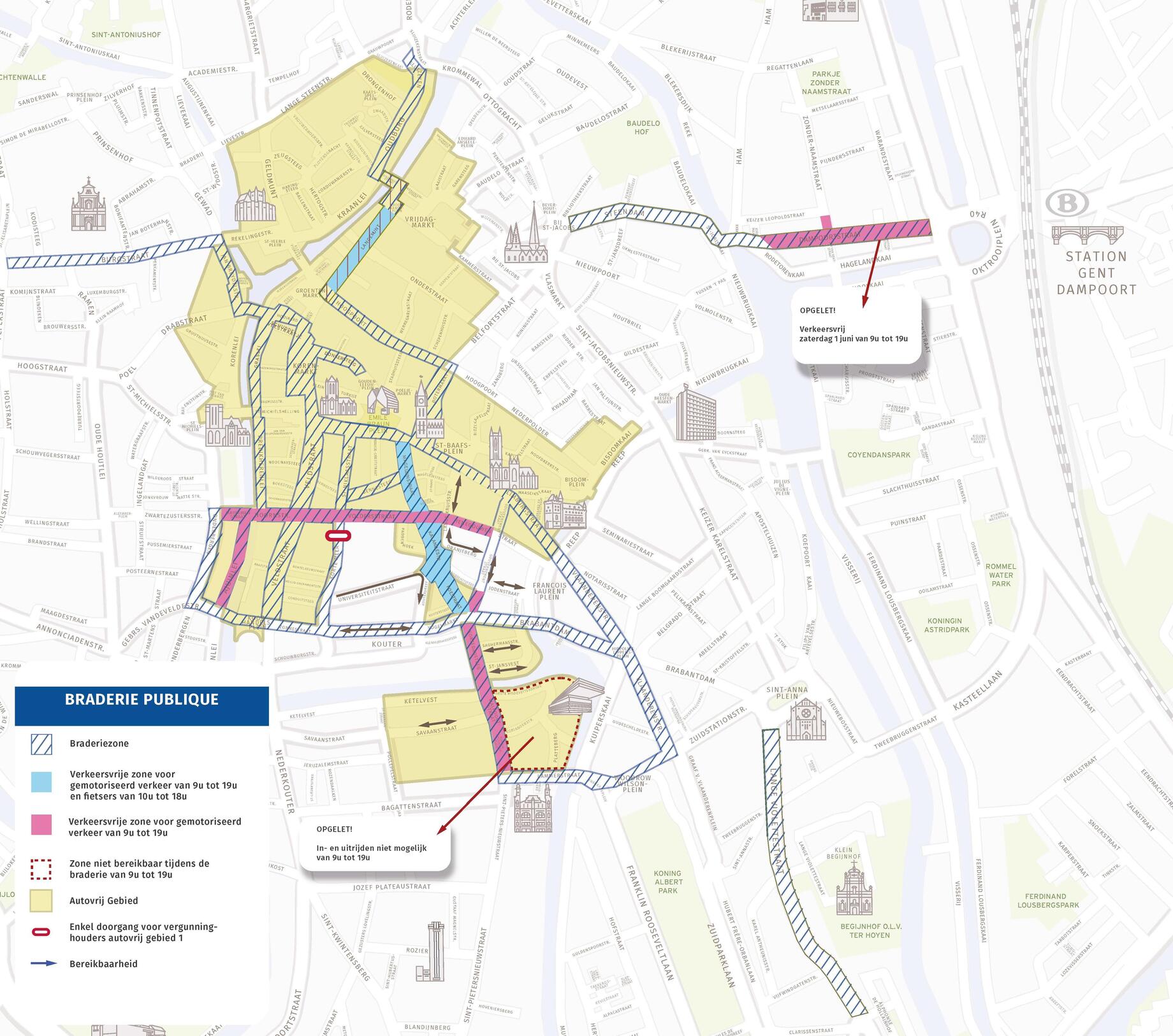 Omleidingen tijdens Braderie Publique 2024