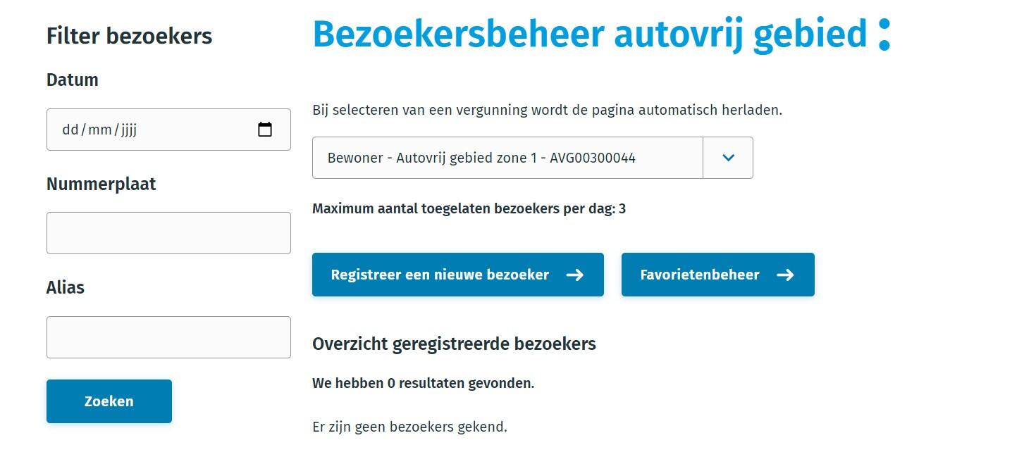 Bezoekersrecht9 vergunning autovrij gebied