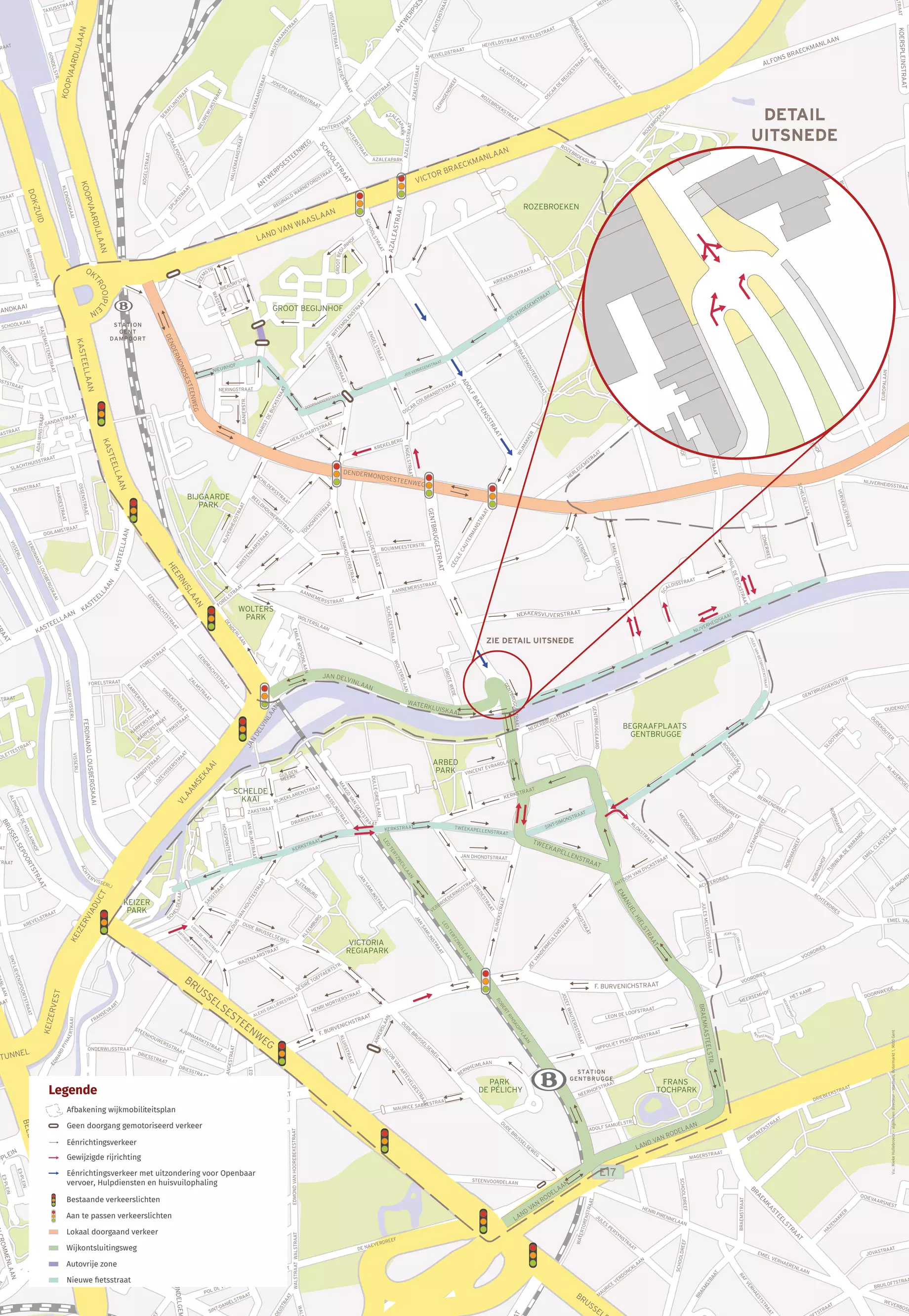 bijsturingen wijkmobiliteitsplan Dampoort en Oud-Gentbrugge op kaart